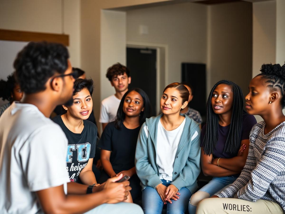 A community group listening to a speaker during a workshop session
